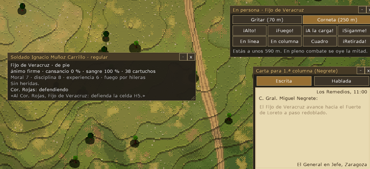 Ventanas para dar órdenes con corneta y escribir una carta